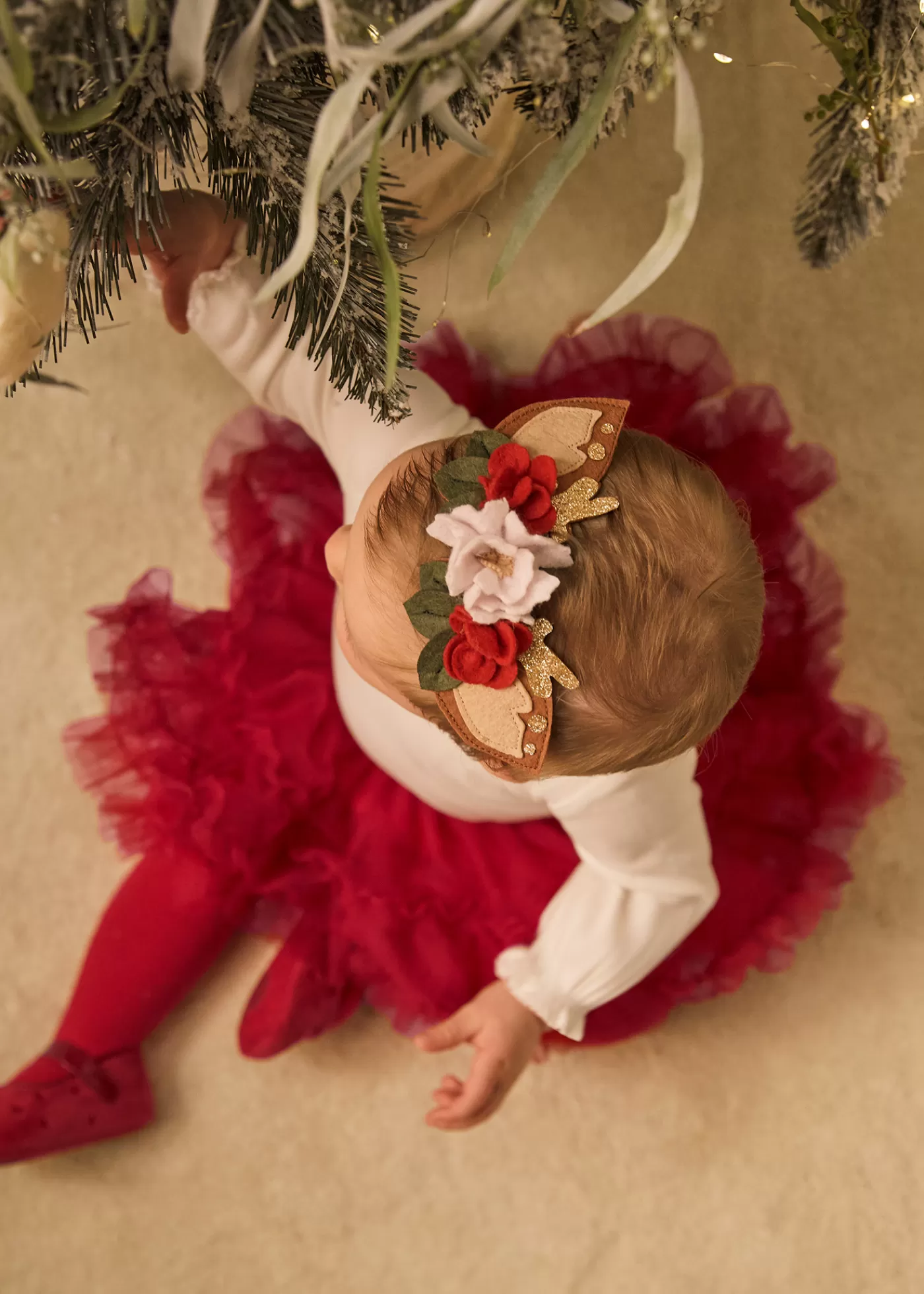 Mayoral Newborn Girl Tulle Skirt with Ear Headband Red New