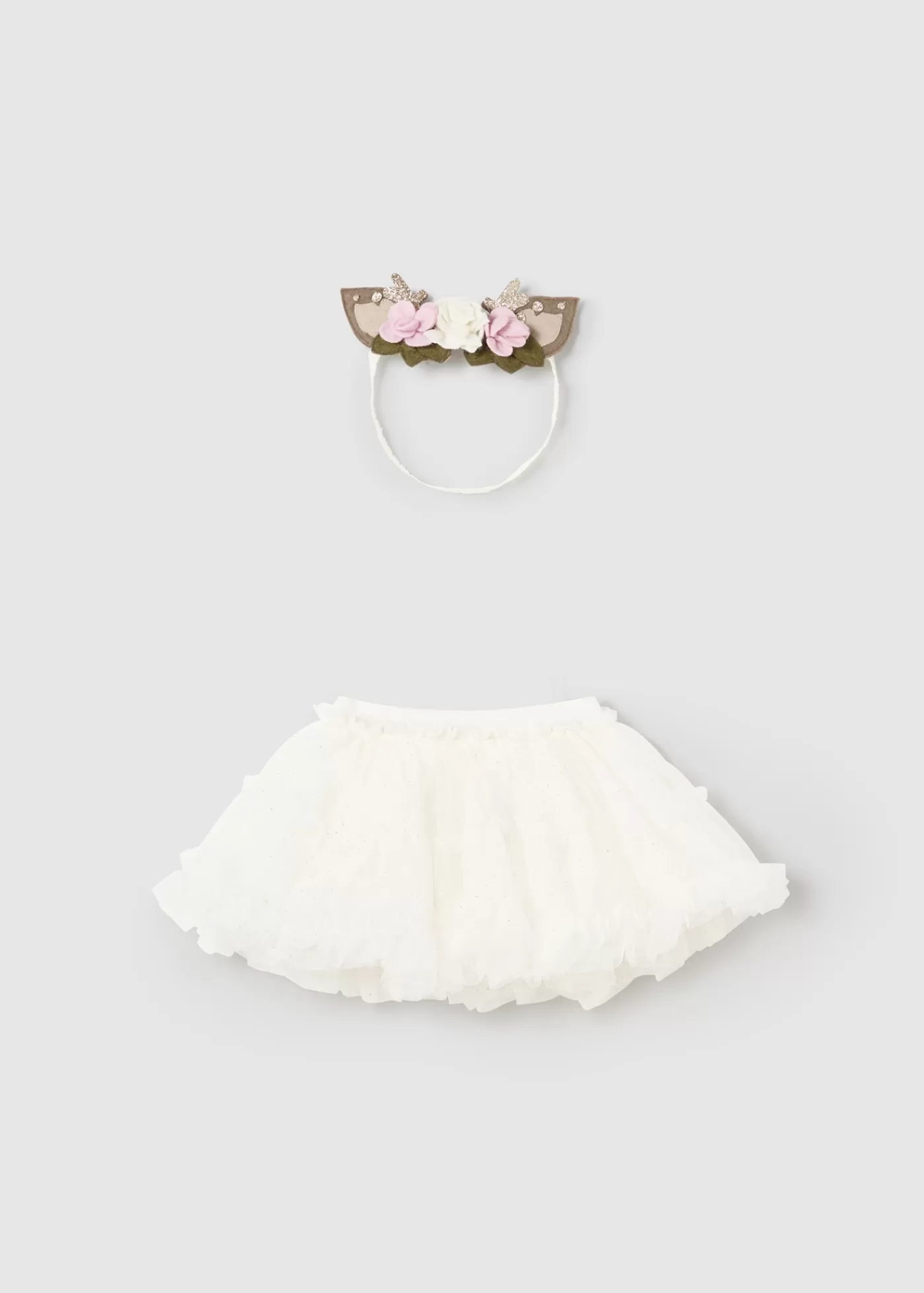 Mayoral Newborn Girl Tulle Skirt with Ear Headband Offwhite Cheap