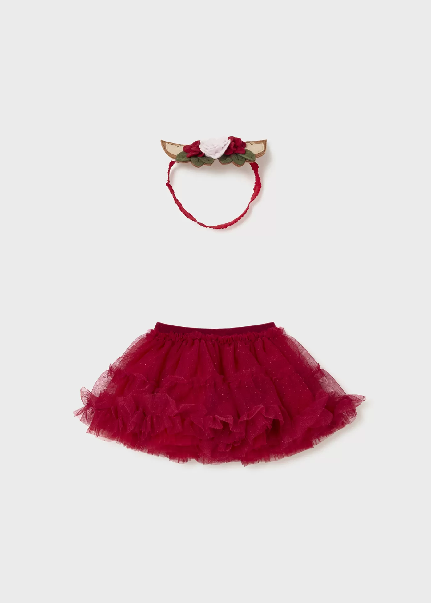 Mayoral Newborn Girl Tulle Skirt with Ear Headband Red New