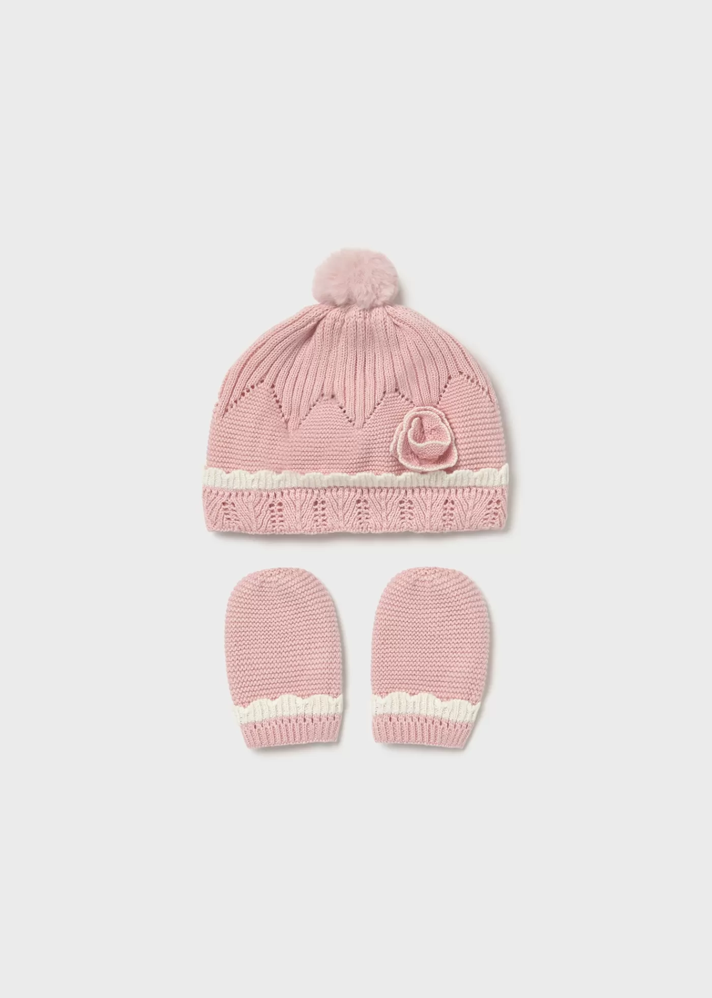 Mayoral Newborn Hat and Mittens Set Babypink Hot