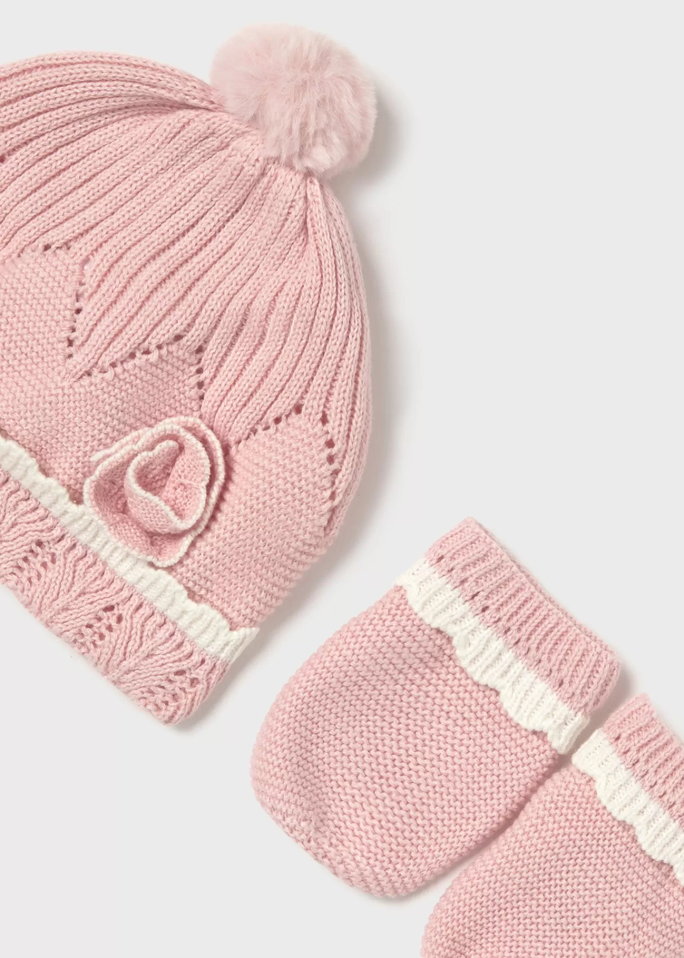 Mayoral Newborn Hat and Mittens Set Babypink Hot