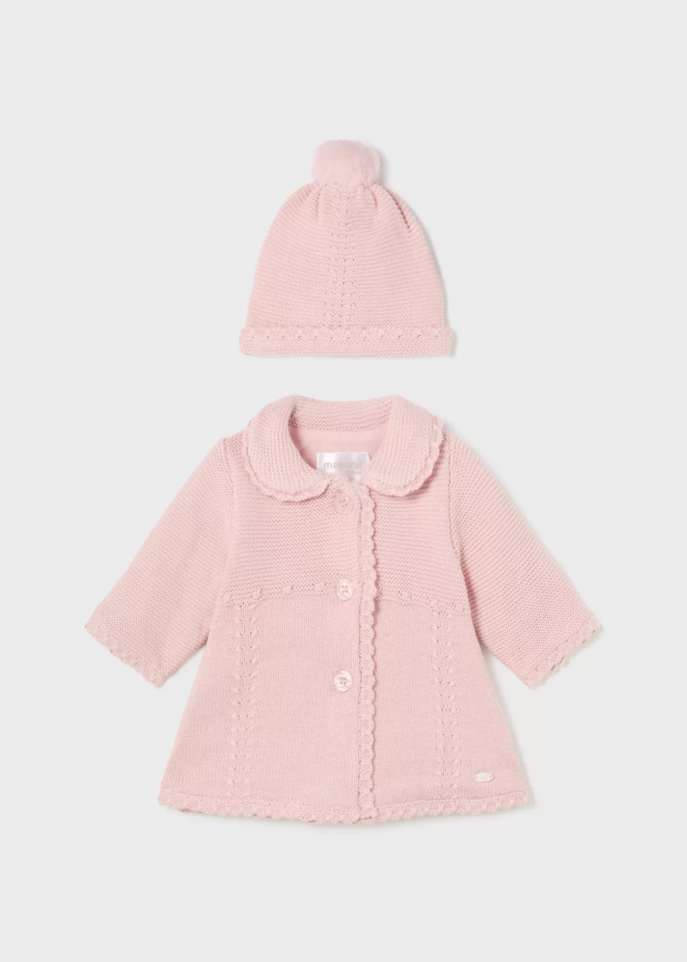 Mayoral Newborn Knit Coat with Hat Babypink Best Sale