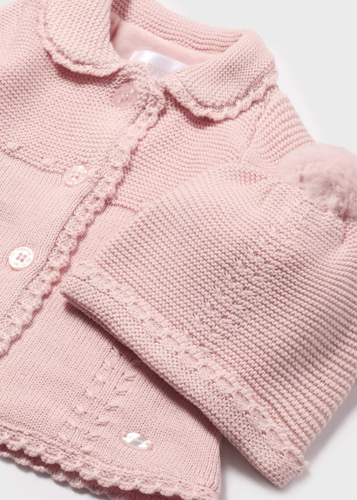 Mayoral Newborn Knit Coat with Hat Babypink Best Sale