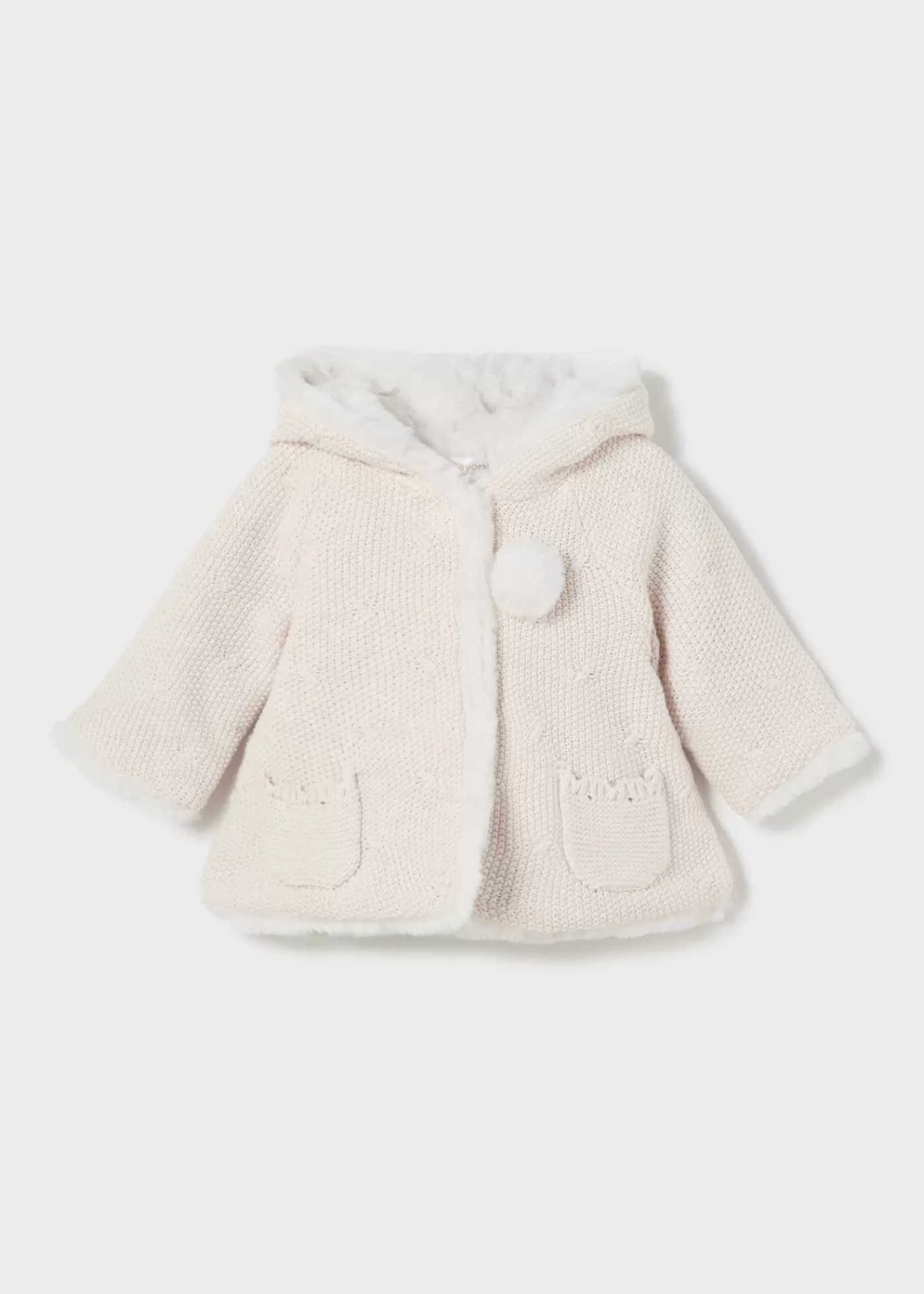 Mayoral Newborn Knit Faux Fur Jacket Milkvigour Sale