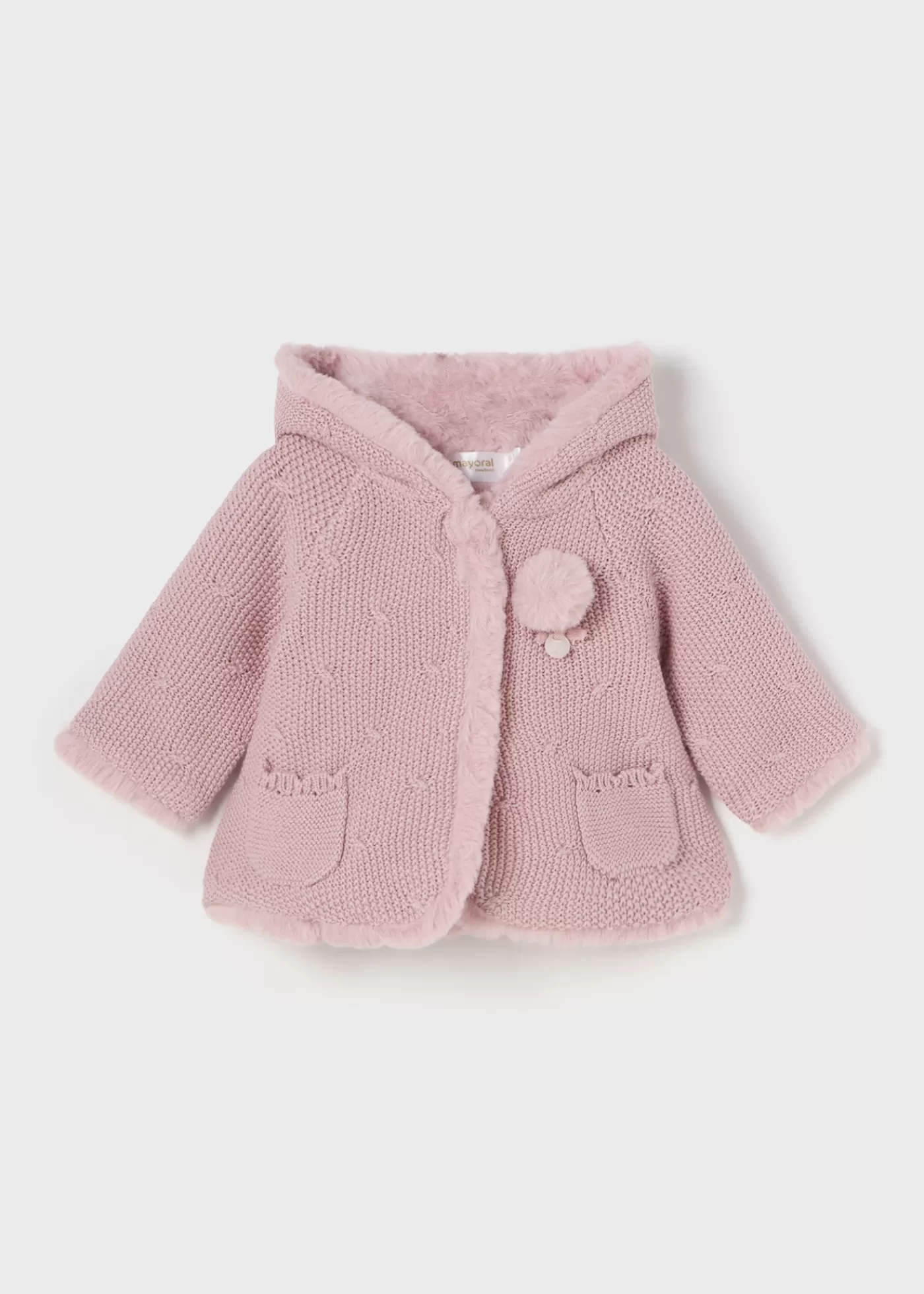 Mayoral Newborn Knit Faux Fur Jacket Sugar Best