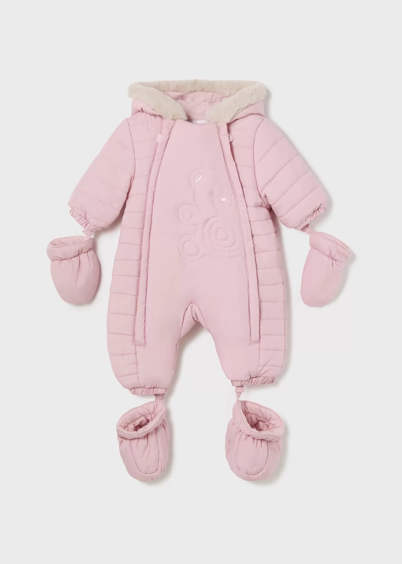 Mayoral Newborn Microfiber Snowsuit Babypink Clearance