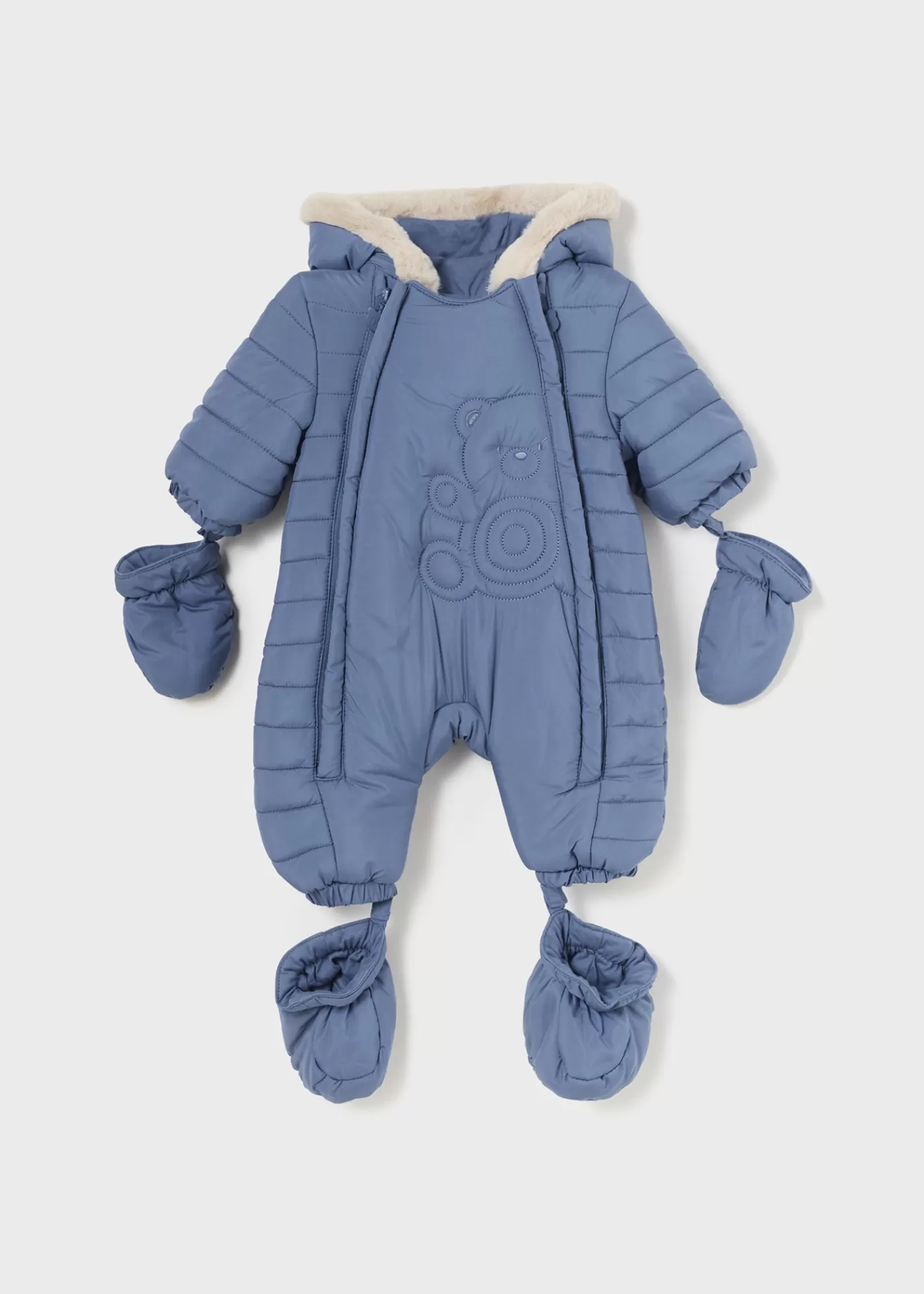 Mayoral Newborn Microfiber Snowsuit Midblue Fashion