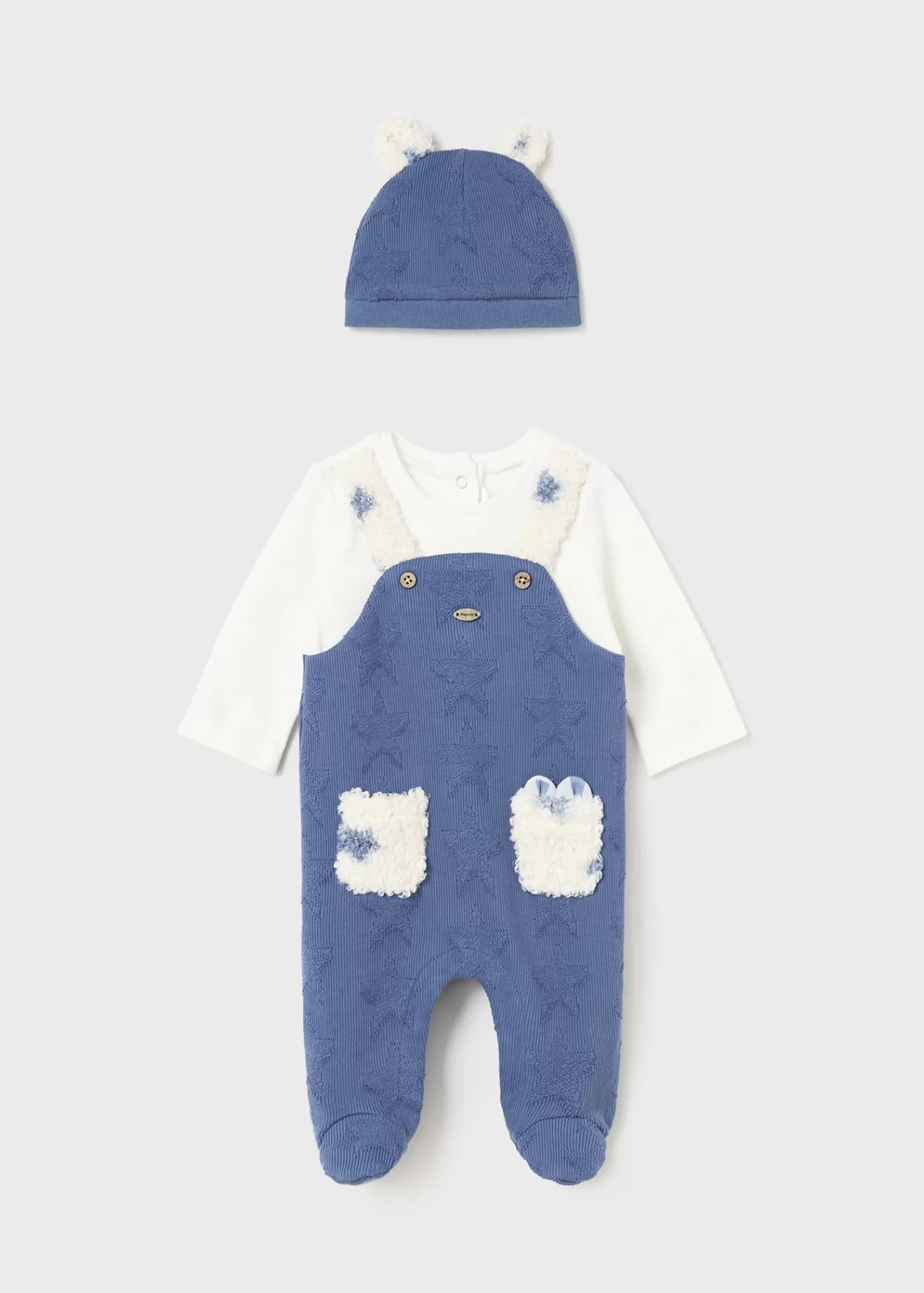 Mayoral Newborn One-Piece and Hat with Ears Midblue Sale