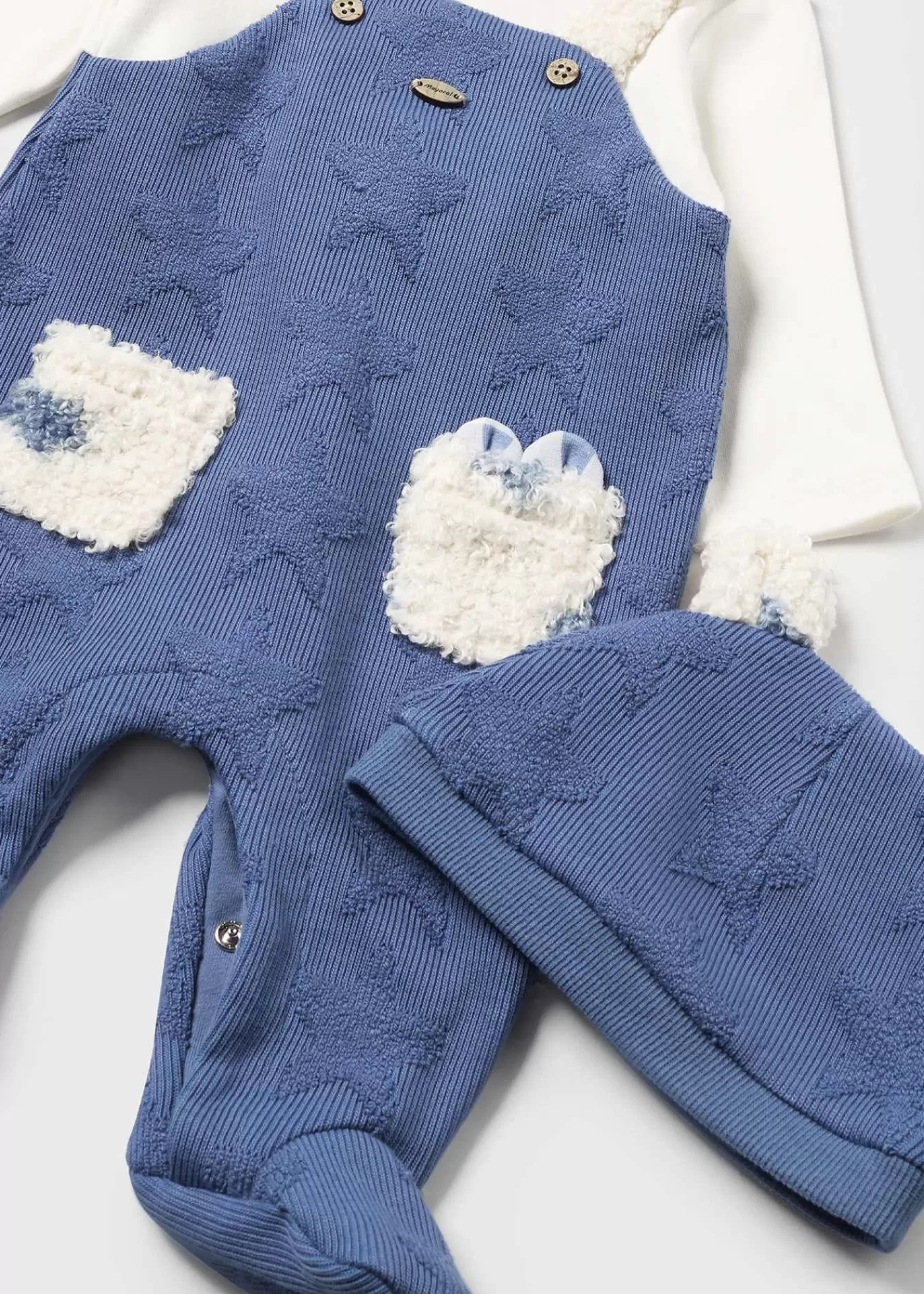 Mayoral Newborn One-Piece and Hat with Ears Midblue Sale