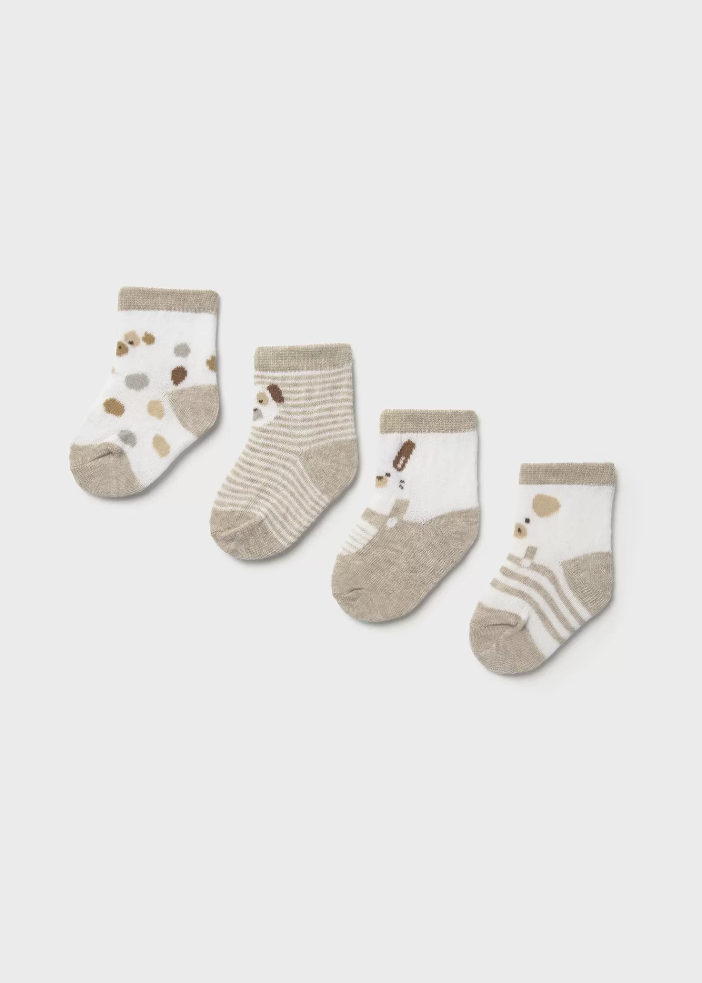 Mayoral Newborn 4-Pack Animal Socks Oat Best