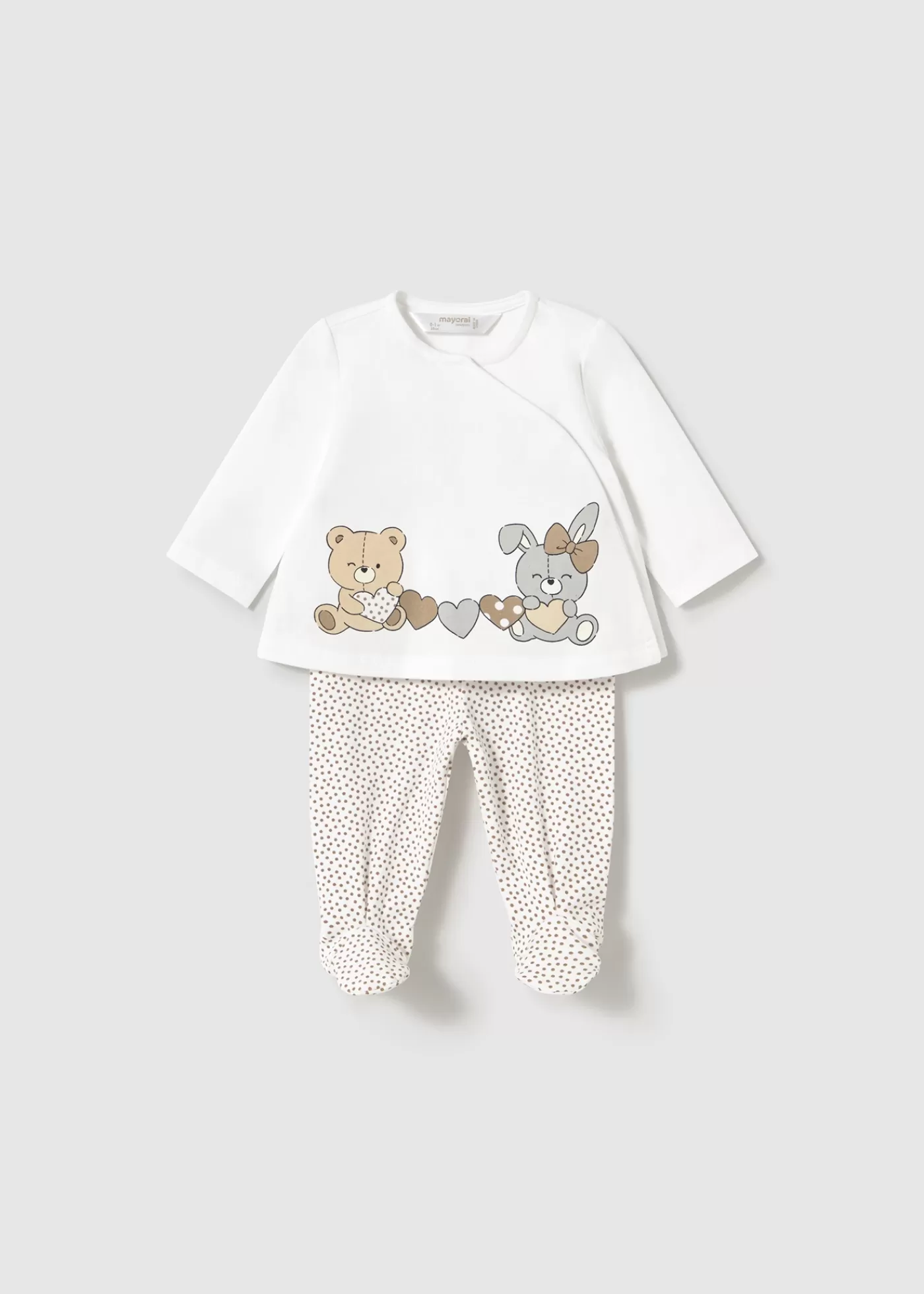 Mayoral Newborn Pants and Long Sleeve Print T-Shirt Set Biscuit Cheap