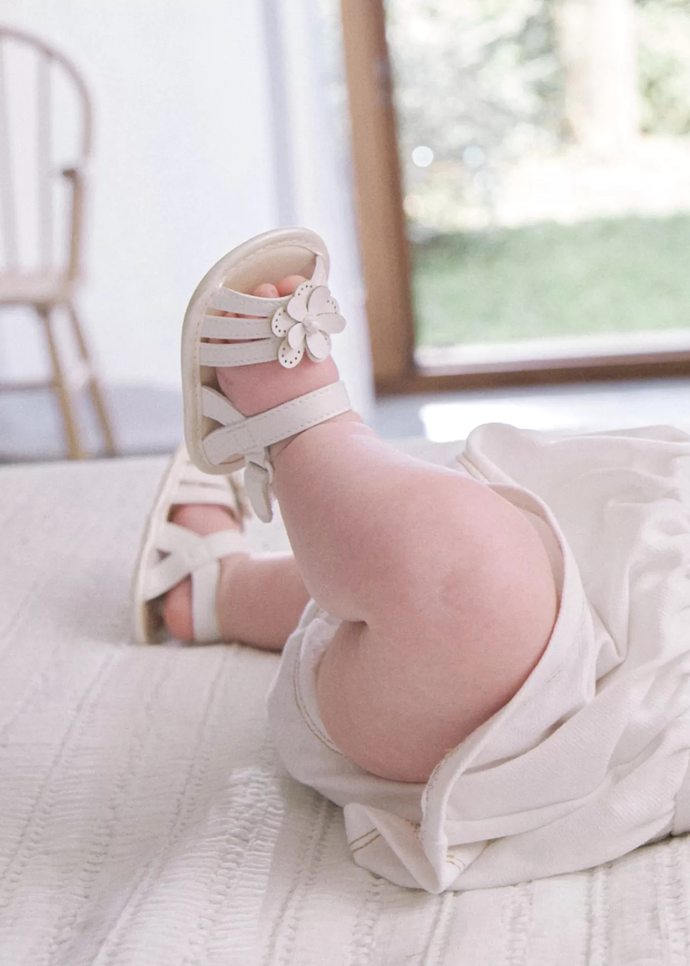 Mayoral Newborn Sandals with Flower White Best Sale