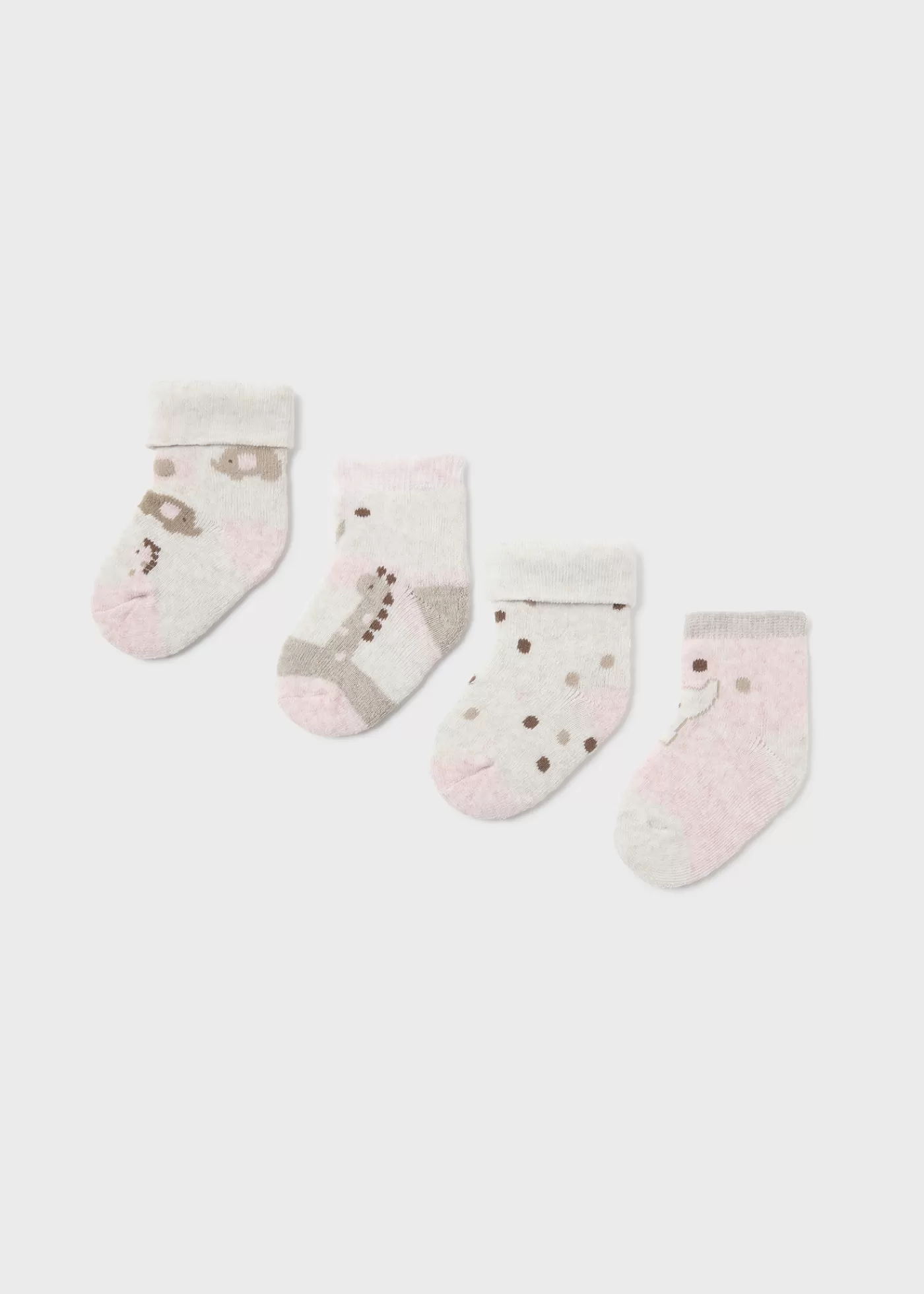 Mayoral Newborn Set of 4 Animal Socks Babypink Clearance