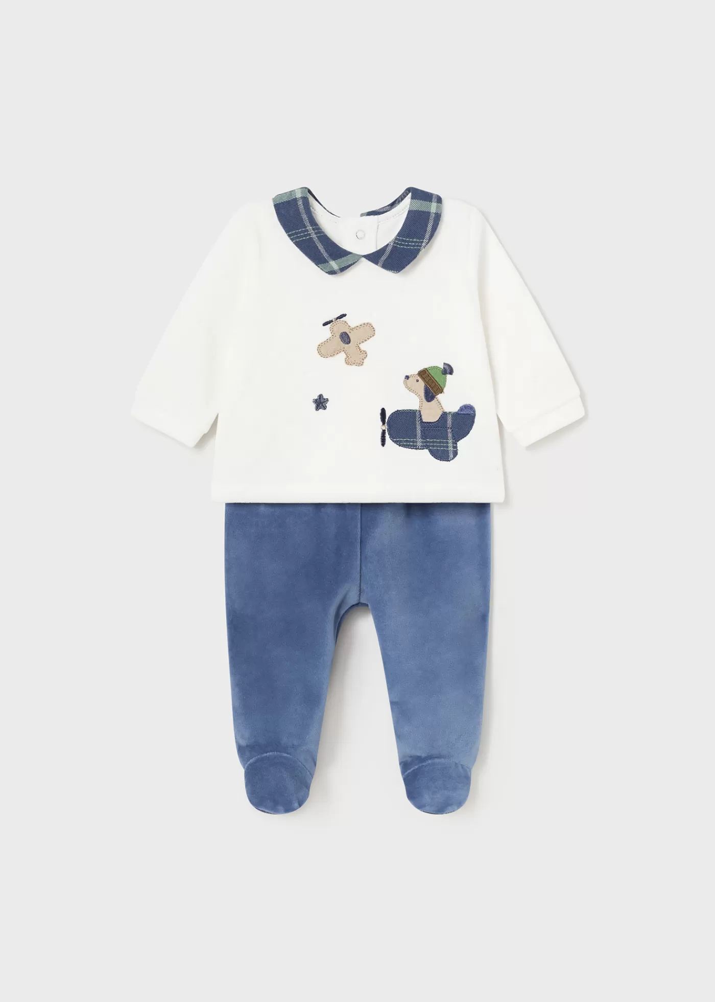 Mayoral Newborn Sweater and Footed Pant Set Midblue Cheap