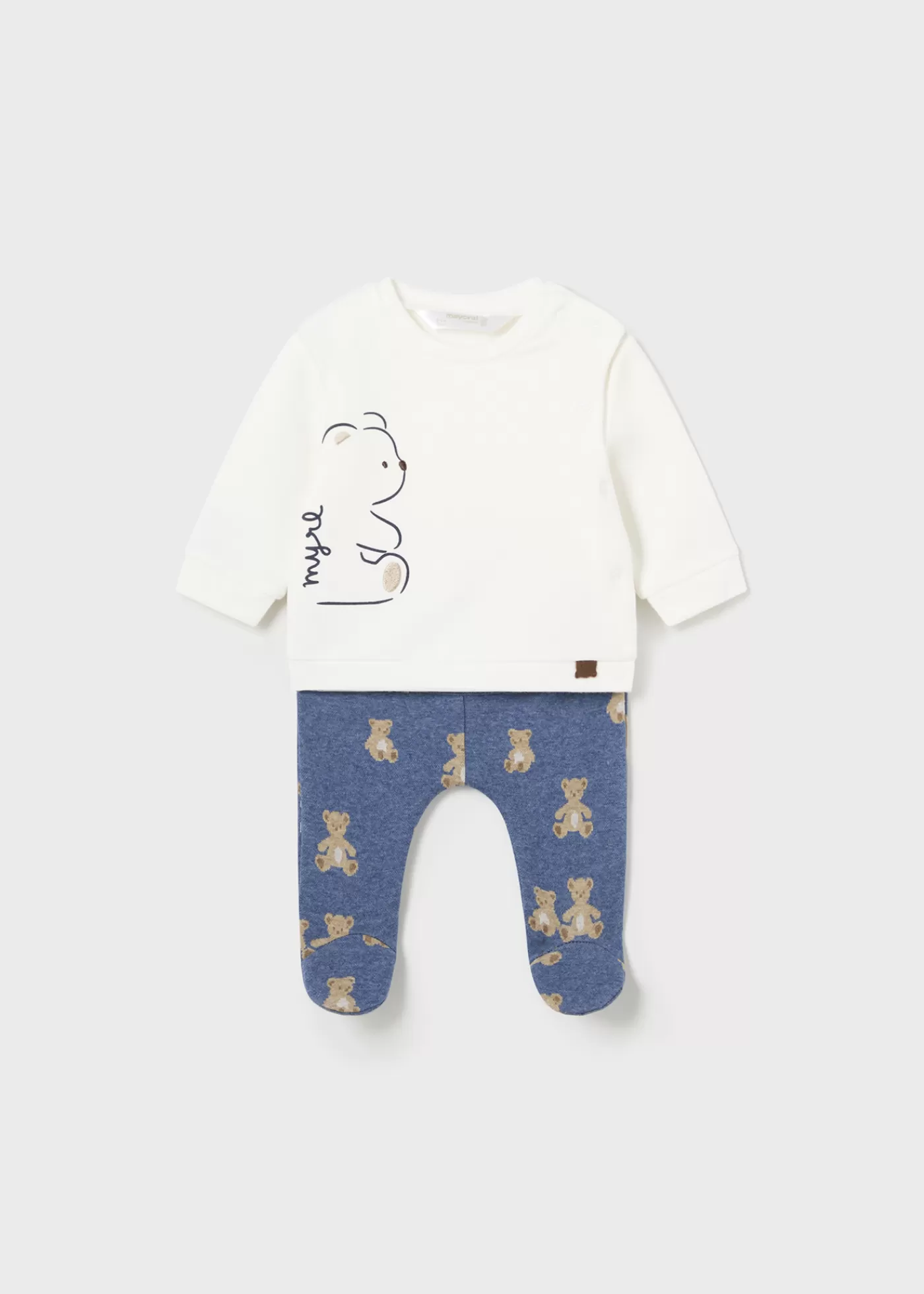 Mayoral Newborn Teddy Print Footed Pant and T-Shirt Set Oceanvigoré Outlet