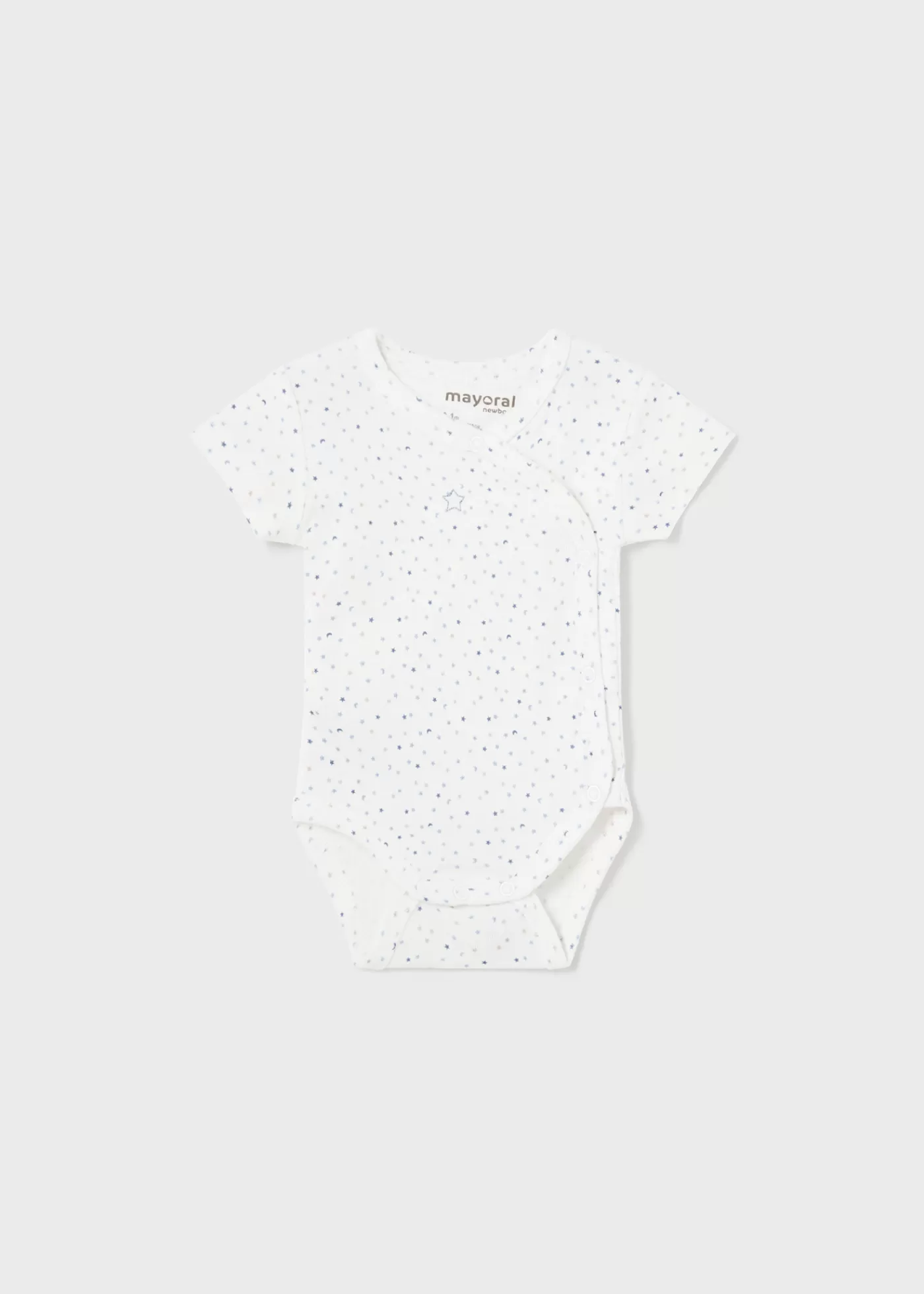 Mayoral Newborn Unisex Short Sleeved Bodysuit Off-whiteandskyblue Fashion