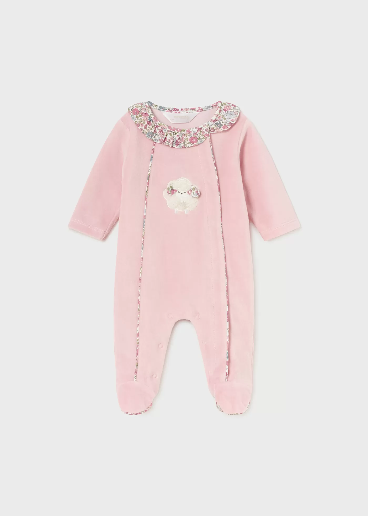 Mayoral Newborn Velour One-Piece with Collar Babypink Shop