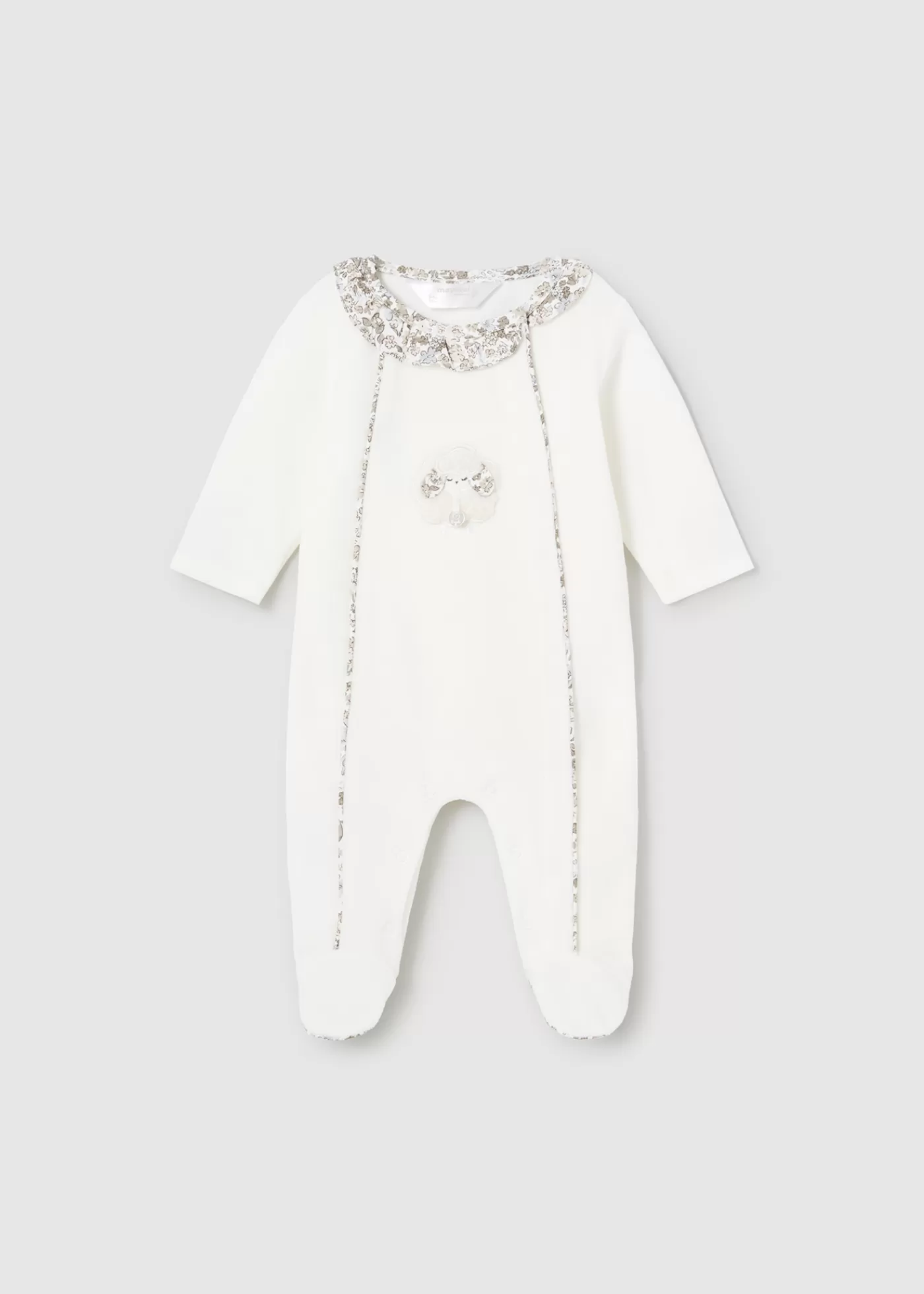 Mayoral Newborn Velour One-Piece with Collar 0 Fashion