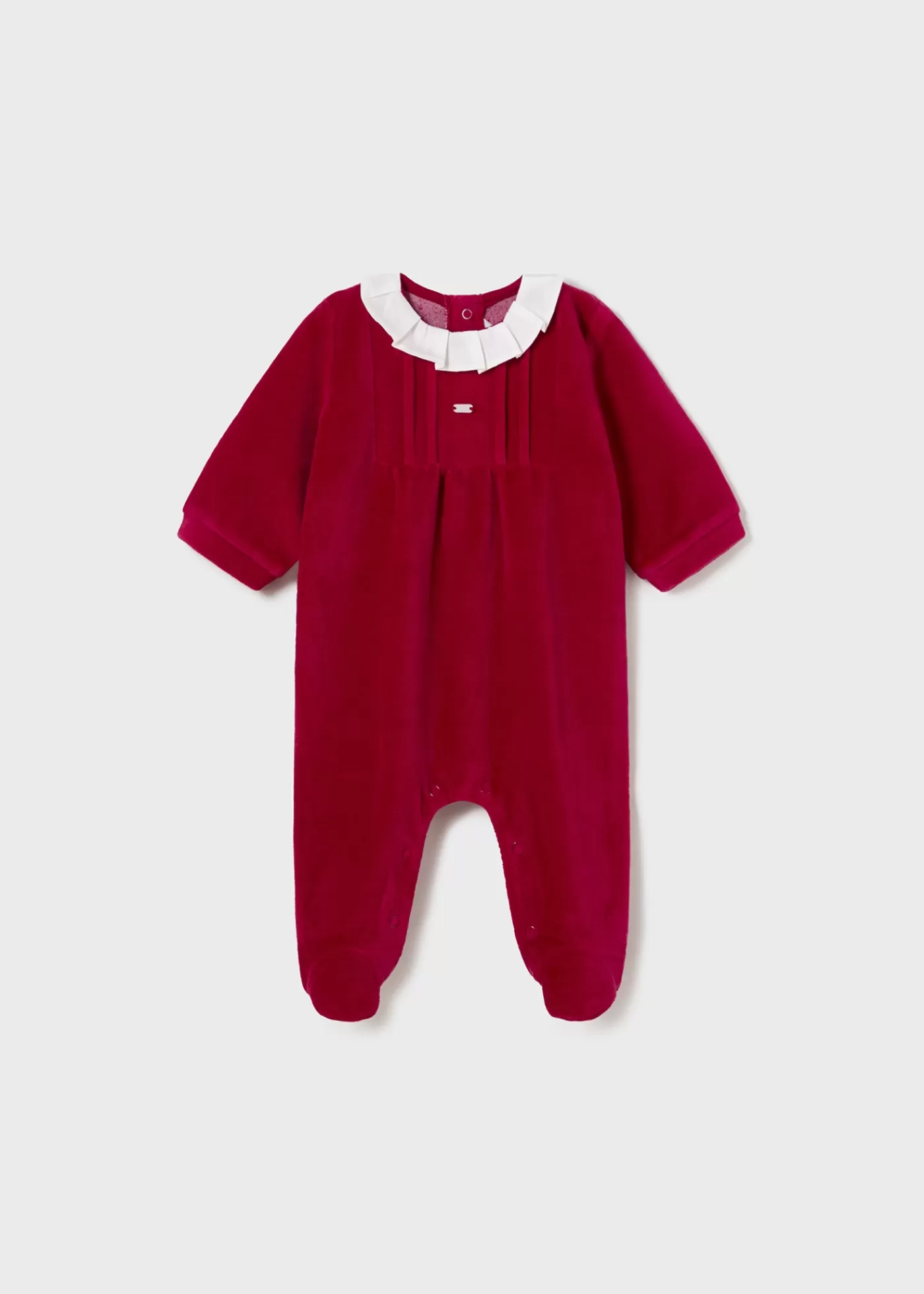 Mayoral Newborn Velour One-Piece with Collar Red Clearance