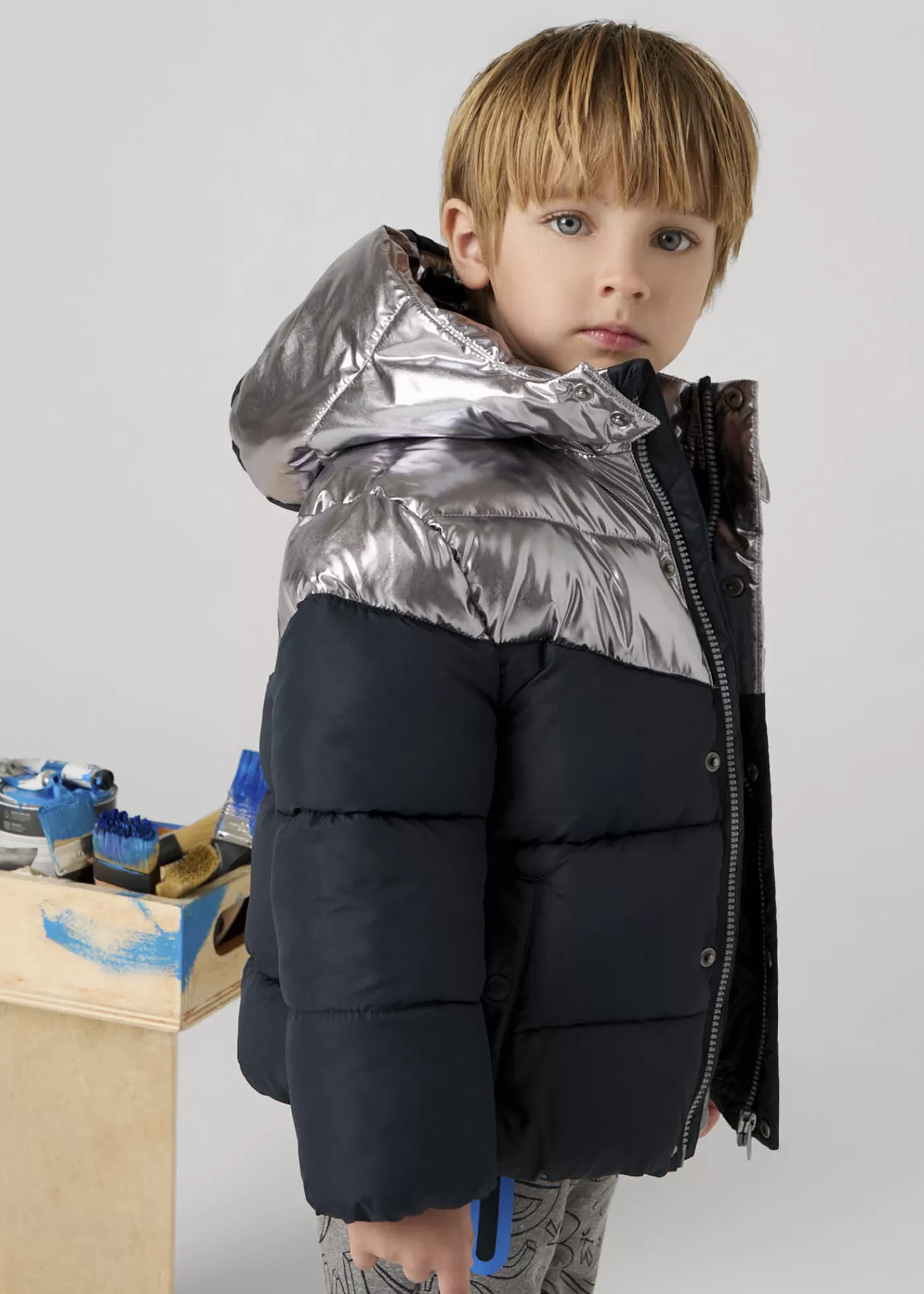 Mayoral Two-colored puffer jacket boys Navy New