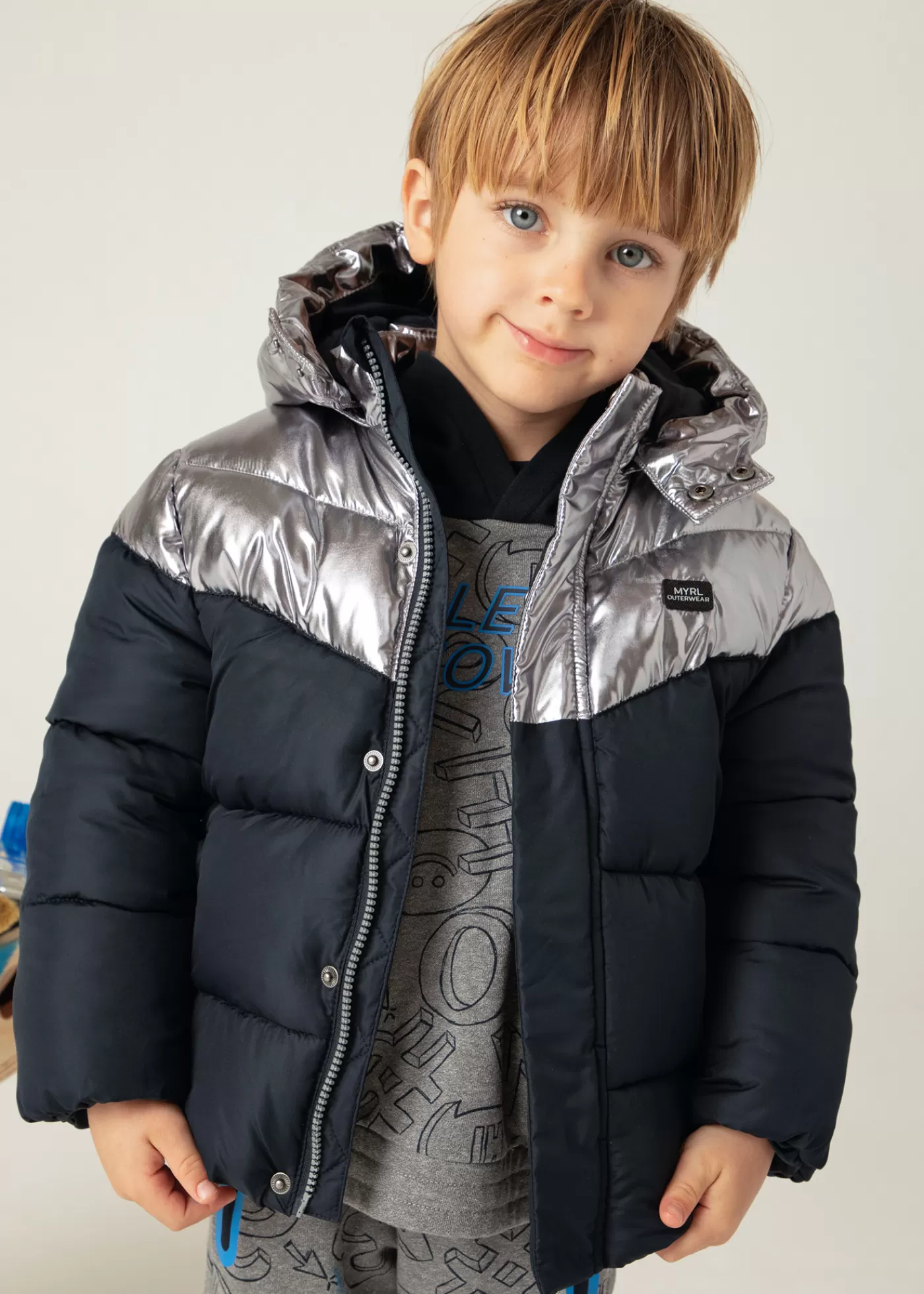 Mayoral Two-colored puffer jacket boys Navy New